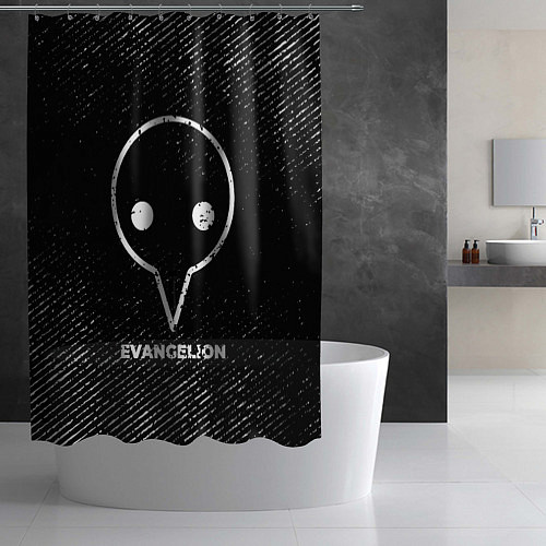 Шторка для ванной Evangelion с потертостями на темном фоне / 3D-принт – фото 2