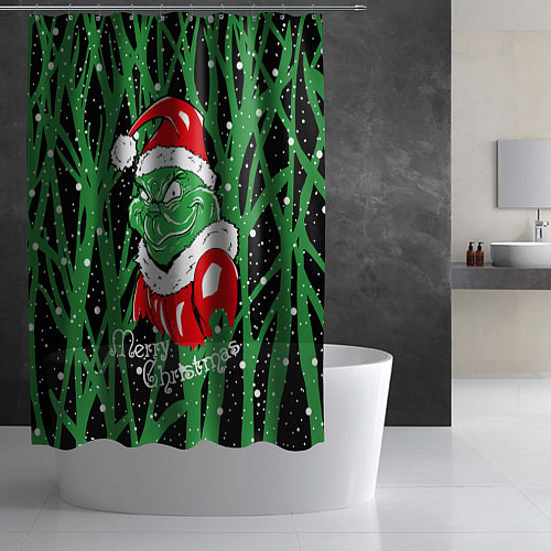 Шторка для ванной Santa Claus, Grinch - Christmas thief / 3D-принт – фото 2