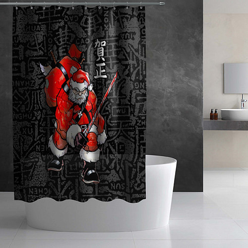 Шторка для ванной Santa Claus Samurai / 3D-принт – фото 2