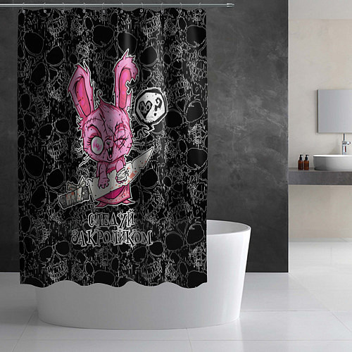 Шторка для ванной Кролик зомби - следуй за кроликом / 3D-принт – фото 2