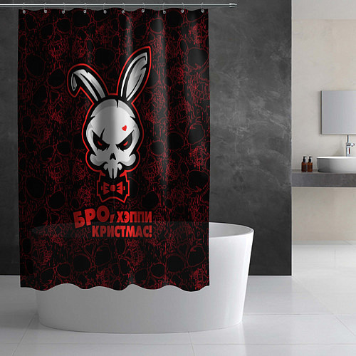 Шторка для ванной Бро, хэппи кристмас, адский кролик / 3D-принт – фото 2