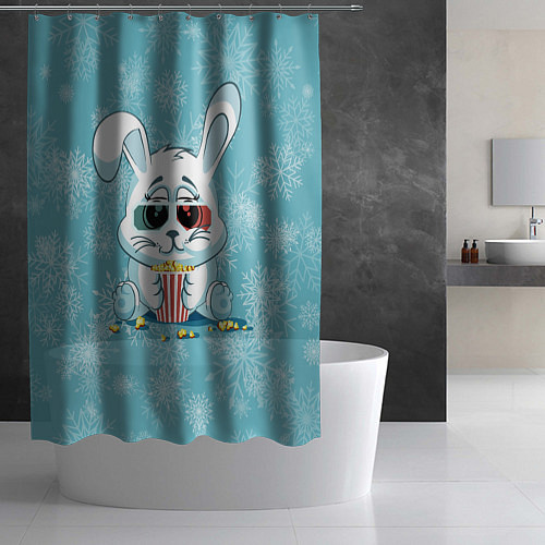 Шторка для ванной Кролик кушает попкорн / 3D-принт – фото 2