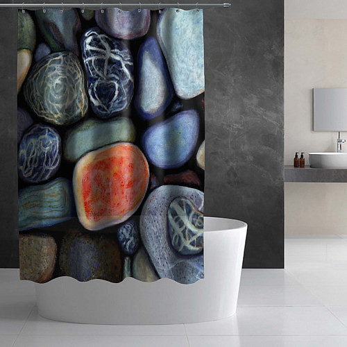 Шторка для ванной Цветные камушки / 3D-принт – фото 2