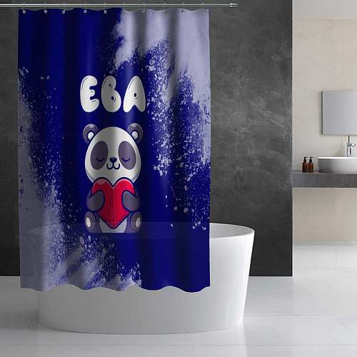 Шторка для ванной Ева панда с сердечком / 3D-принт – фото 2