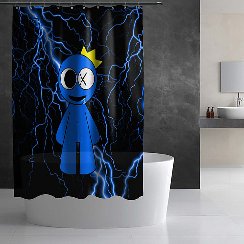 Шторка для ванной Радужные друзья Синий молния / 3D-принт – фото 2
