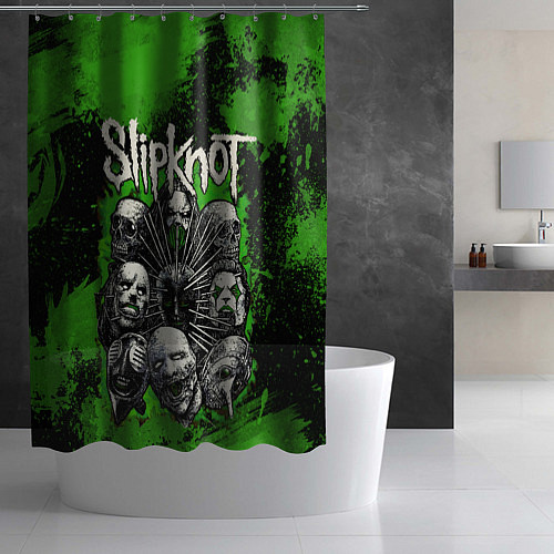 Шторка для ванной Slipknot green abstract / 3D-принт – фото 2