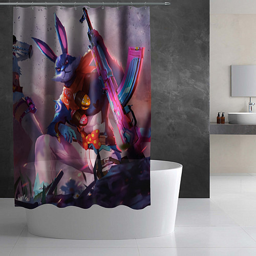 Шторка для ванной Free Fire - Кролик / 3D-принт – фото 2