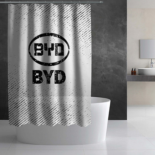 Шторка для ванной BYD с потертостями на светлом фоне / 3D-принт – фото 2