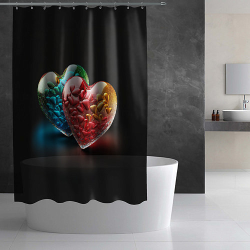 Шторка для ванной Сердечки для влюблённых / 3D-принт – фото 2