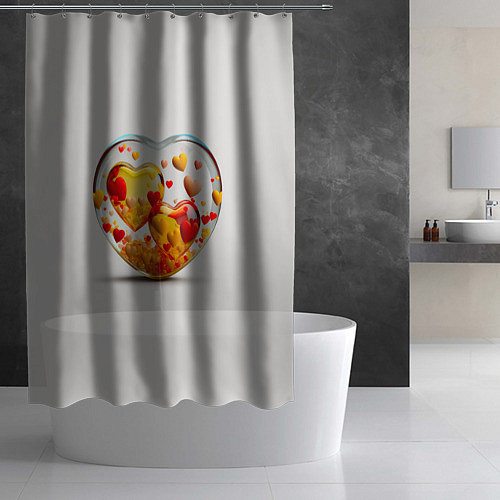 Шторка для ванной Влюблённые сердца - сувенир / 3D-принт – фото 2