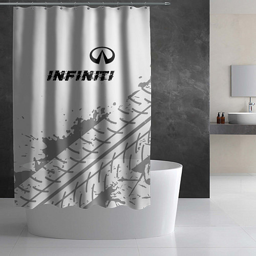 Шторка для ванной Infiniti speed на светлом фоне со следами шин: сим / 3D-принт – фото 2