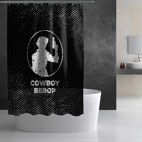 Шторка для ванной Cowboy Bebop с потертостями на темном фоне / 3D-принт – фото 2