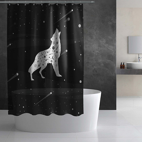 Шторка для ванной Созвездие волка - волк из звезд / 3D-принт – фото 2