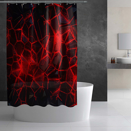 Шторка для ванной Кристаллы в красных нитях / 3D-принт – фото 2