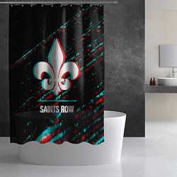 Шторка для душа Saints Row в стиле glitch и баги графики на темном, цвет: 3D-принт — фото 2