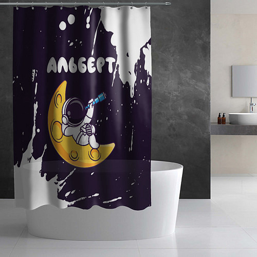 Шторка для ванной Альберт космонавт отдыхает на Луне / 3D-принт – фото 2