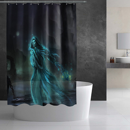 Шторка для ванной Halloween - женщина призрак на кладбище / 3D-принт – фото 2