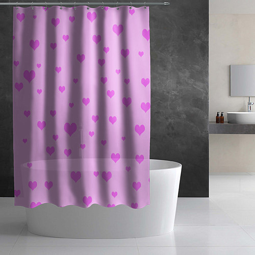 Шторка для ванной Сердечки розовые абстракция / 3D-принт – фото 2