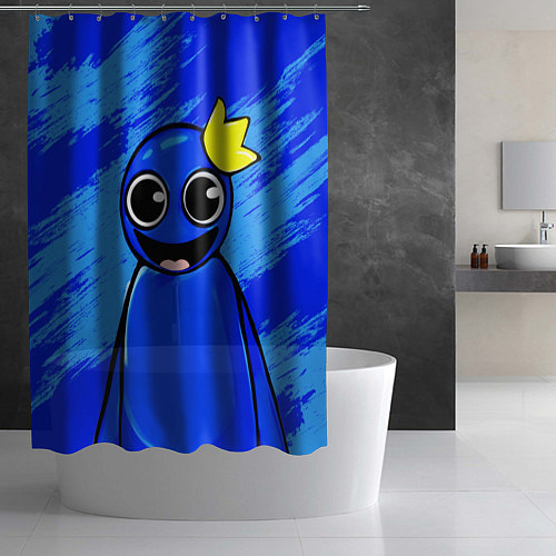 Шторка для ванной Радужные друзья: веселый Синий / 3D-принт – фото 2
