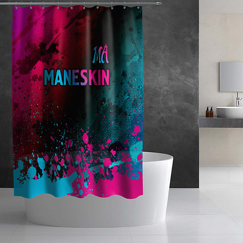 Шторка для ванной Maneskin - neon gradient: символ сверху / 3D-принт – фото 2