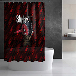 Шторка для душа Slipknot красные молнии, цвет: 3D-принт — фото 2