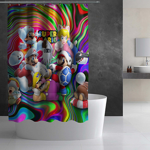 Шторка для ванной Super Mario - Gaming aesthetics - Collage / 3D-принт – фото 2