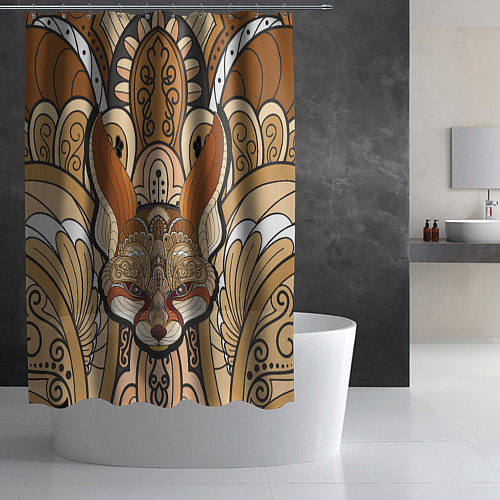 Шторка для ванной Голова лисы в узорах / 3D-принт – фото 2