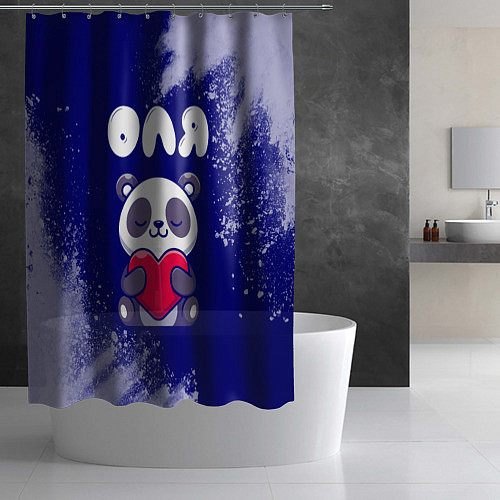 Шторка для ванной Оля панда с сердечком / 3D-принт – фото 2