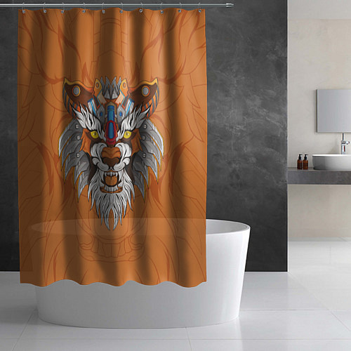 Шторка для ванной Голова тигра в узорах / 3D-принт – фото 2