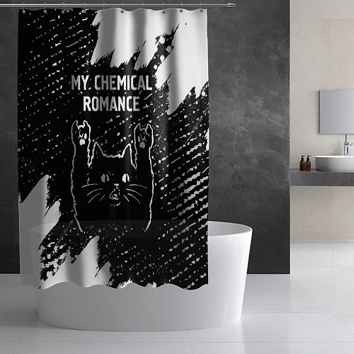 Шторка для ванной Группа My Chemical Romance и рок кот / 3D-принт – фото 2