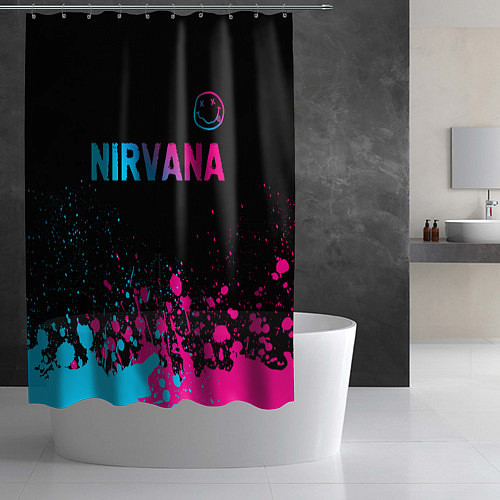 Шторка для ванной Nirvana - neon gradient: символ сверху / 3D-принт – фото 2