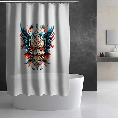 Шторка для ванной Маска шамана - ирезуми / 3D-принт – фото 2