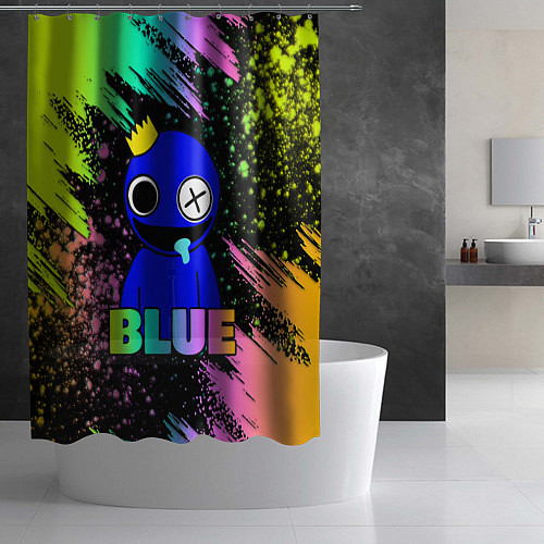 Шторка для ванной Rainbow Friends - Blue / 3D-принт – фото 2