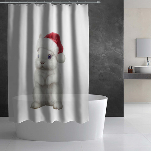 Шторка для ванной Рождественский крольчонок / 3D-принт – фото 2