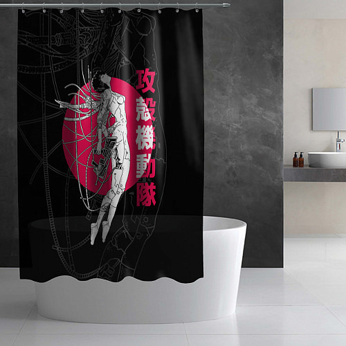 Шторка для ванной Киберпанк - девушка киборг / 3D-принт – фото 2