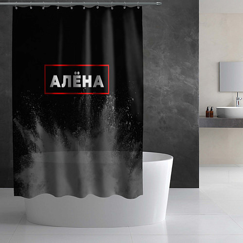 Шторка для ванной Алёна - в красной рамке на темном / 3D-принт – фото 2