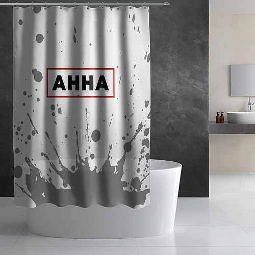 Шторка для ванной Анна - в красной рамке на светлом / 3D-принт – фото 2