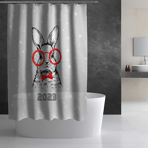 Шторка для ванной Снегопад и кролик 2023 / 3D-принт – фото 2