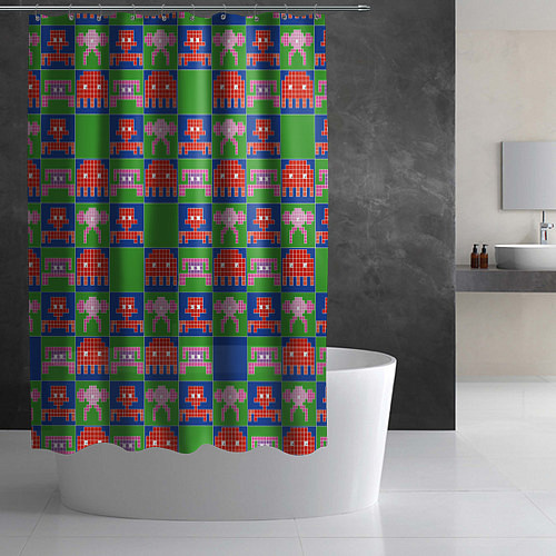 Шторка для ванной Пиксельный рисунок поп арт / 3D-принт – фото 2