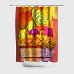 Шторка для душа Спелые фрукты и овощи в плетеной корзине, цвет: 3D-принт