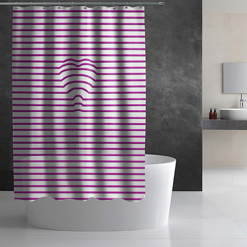 Шторка для ванной Полосатый паттерн бело-розового цвета / 3D-принт – фото 2