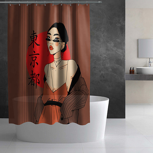 Шторка для ванной Японская модница / 3D-принт – фото 2