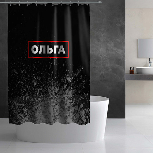 Шторка для ванной Ольга - в красной рамке на темном / 3D-принт – фото 2