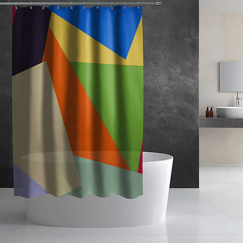 Шторка для ванной Геометрические разноцветные фигyры / 3D-принт – фото 2
