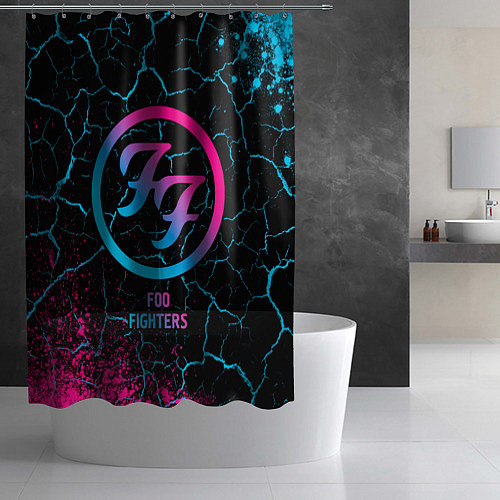 Шторка для ванной Foo Fighters - neon gradient / 3D-принт – фото 2