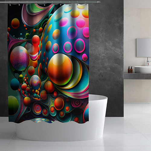 Шторка для ванной Абстрактные космические шары / 3D-принт – фото 2