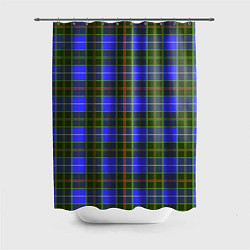 Шторка для душа Ткань Шотландка сине-зелёная, цвет: 3D-принт