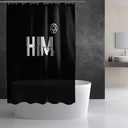 Шторка для ванной HIM glitch на темном фоне: символ сверху / 3D-принт – фото 2