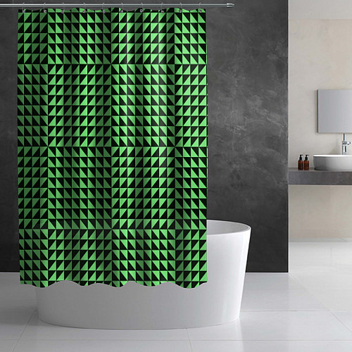 Шторка для ванной Чёрно-зелёная оптическая иллюзия / 3D-принт – фото 2