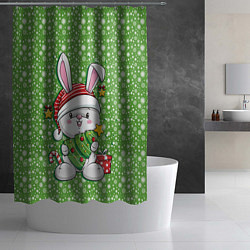 Шторка для душа Милый кролик с елочкой, цвет: 3D-принт — фото 2